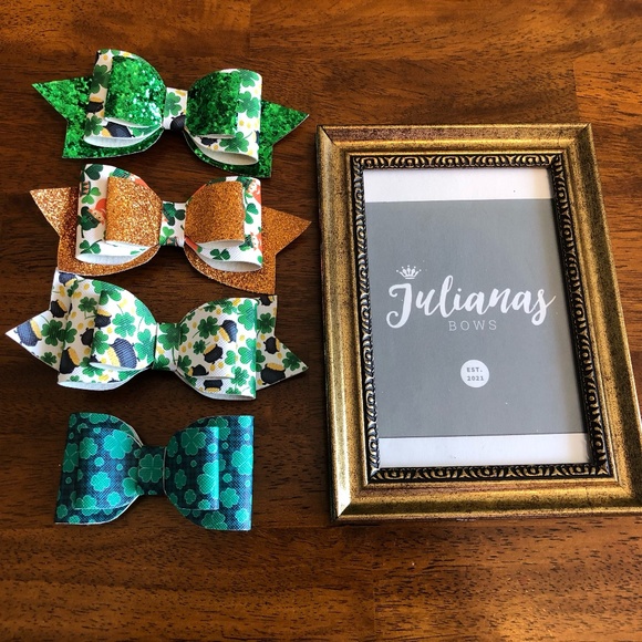 St. Patricks Day Irish Bow Set ~ 4 Pieces - Picture 1 of 7